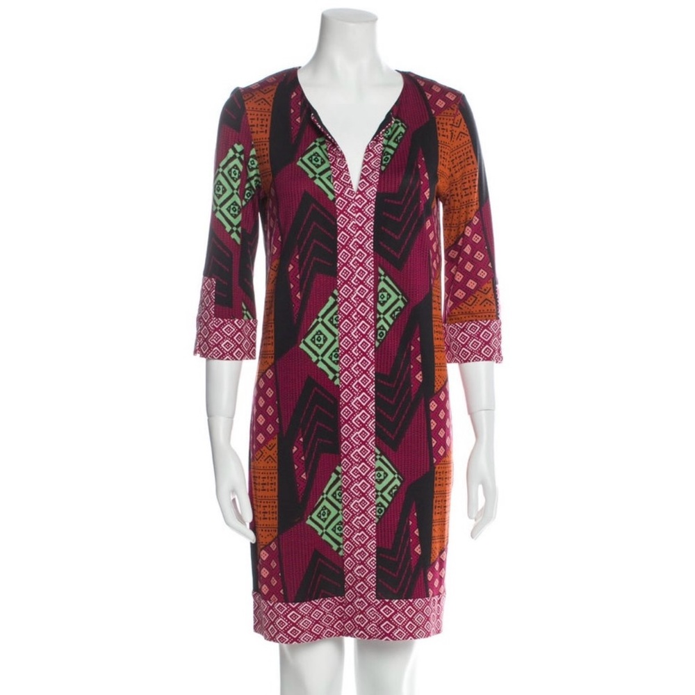 Diane von Fursternberg Bold Geometric Print Tunic Dress- Multicolor-
Size 8